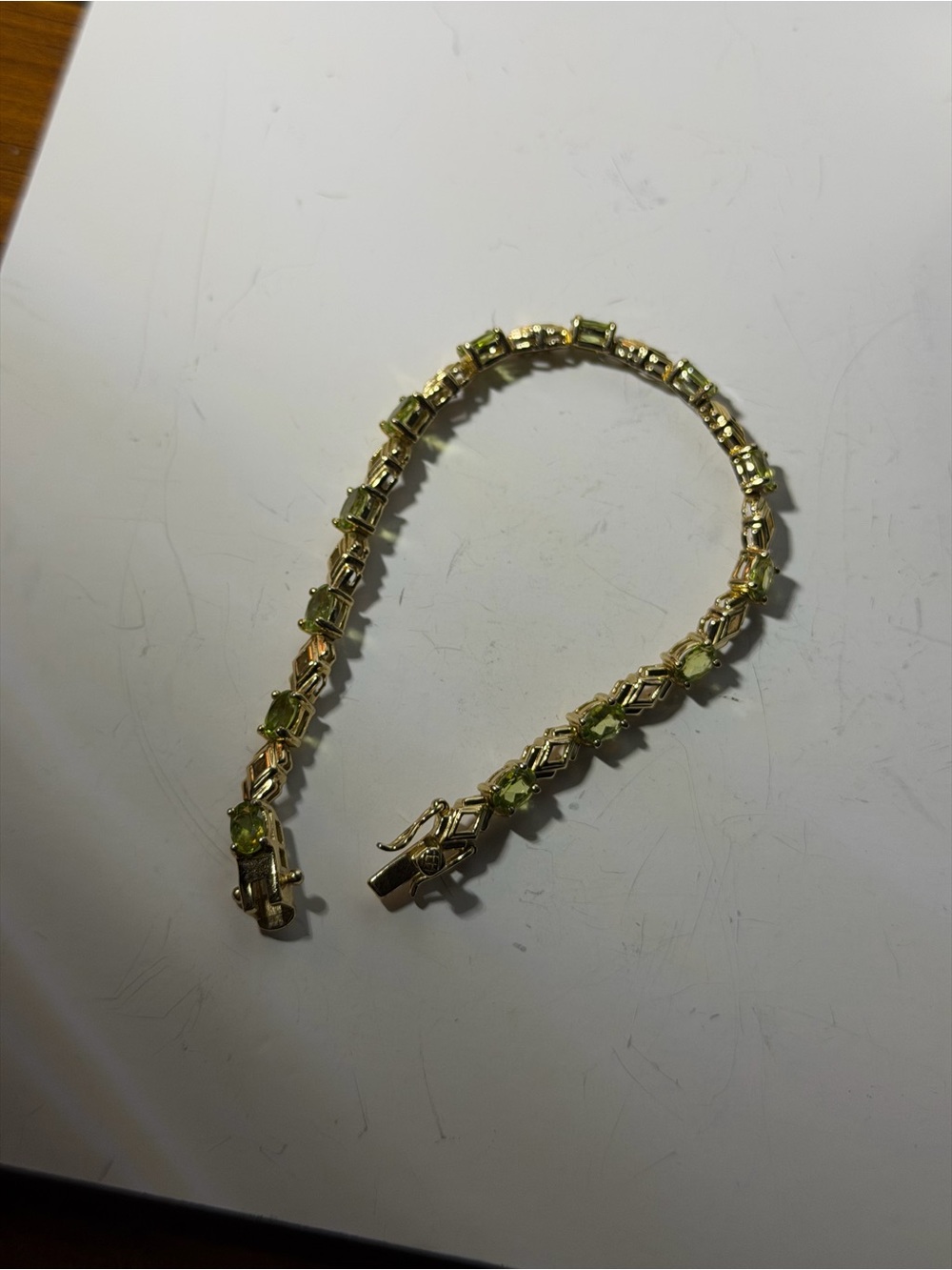 Vintage sterling silver peridot tennis bracelet - Picture 3 of 4